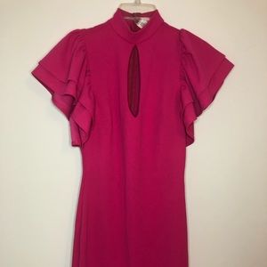 New women’s Fuchsia Peekaboo Ruffle Sleeve Dress